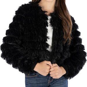 Speechless  Black Shaggy Faux Fur Jacket size Small